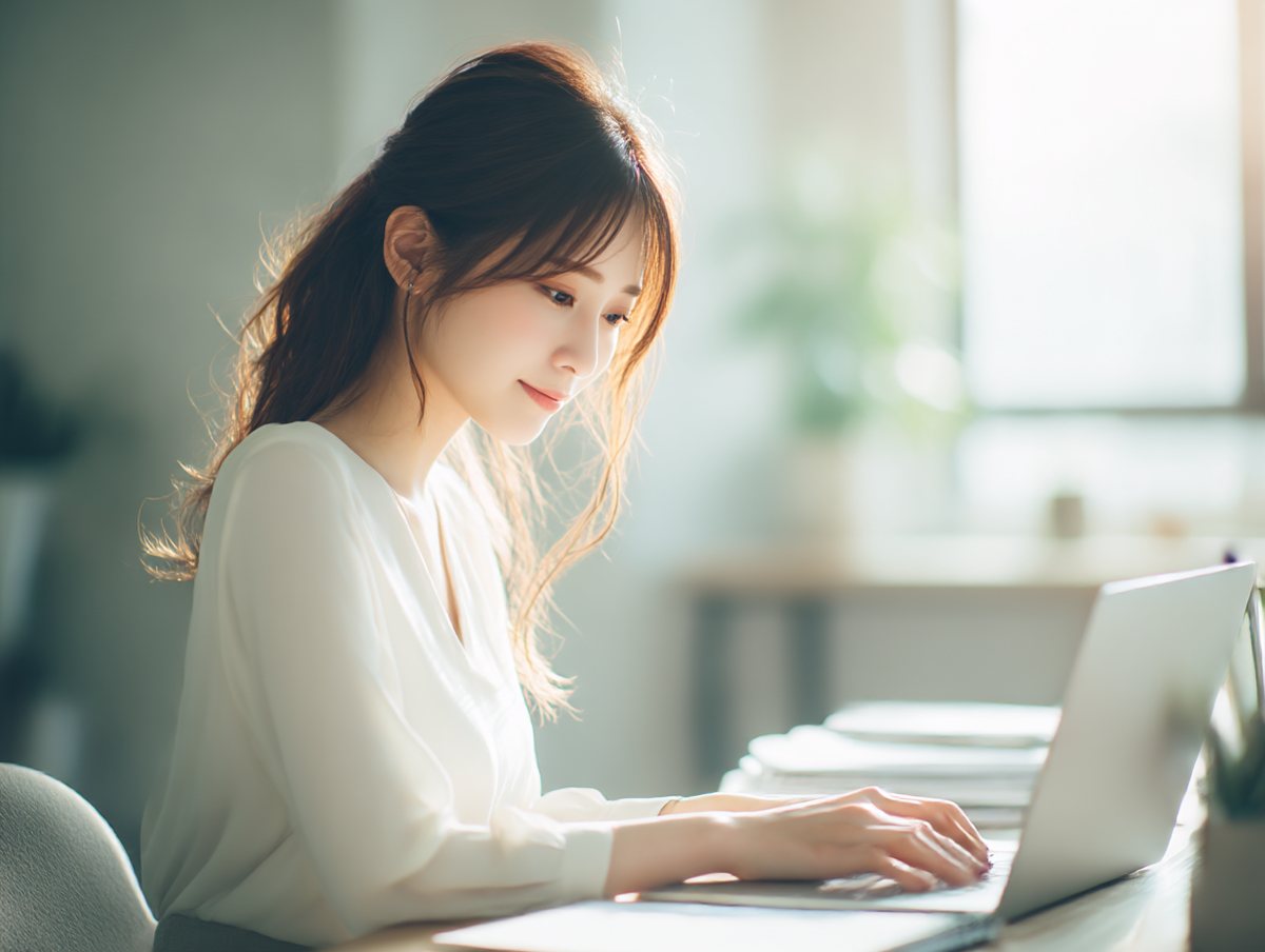 パソコンでデータ入力をしている様子